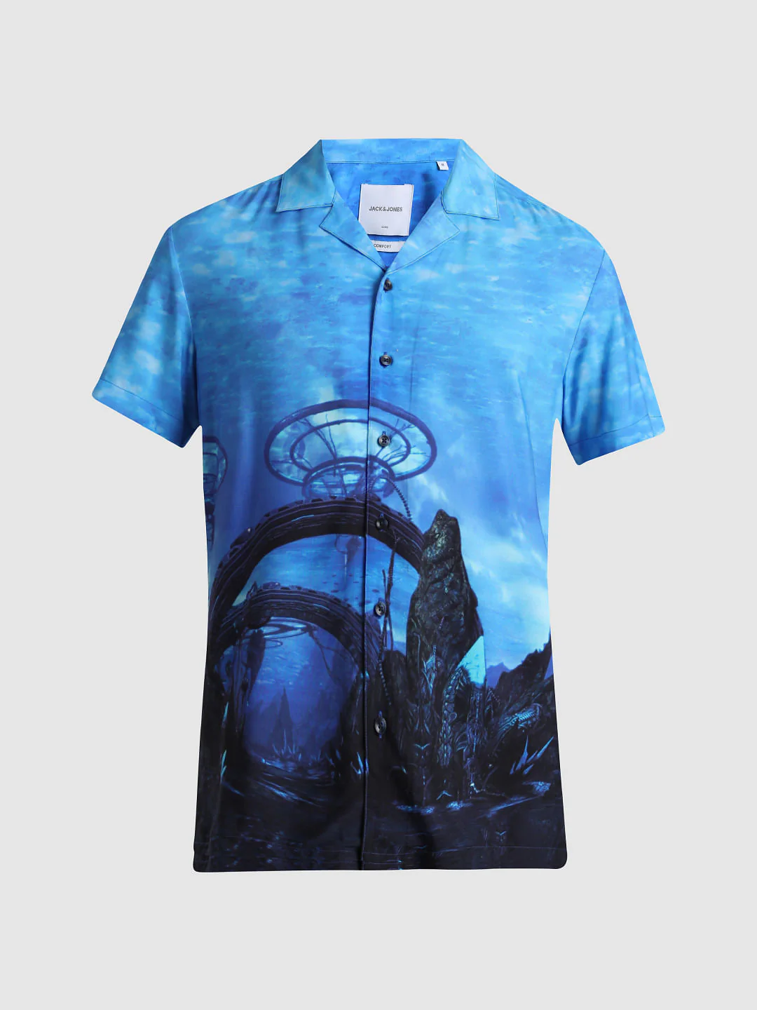 Blue Printed Short Sleeves Shirt - Image 7