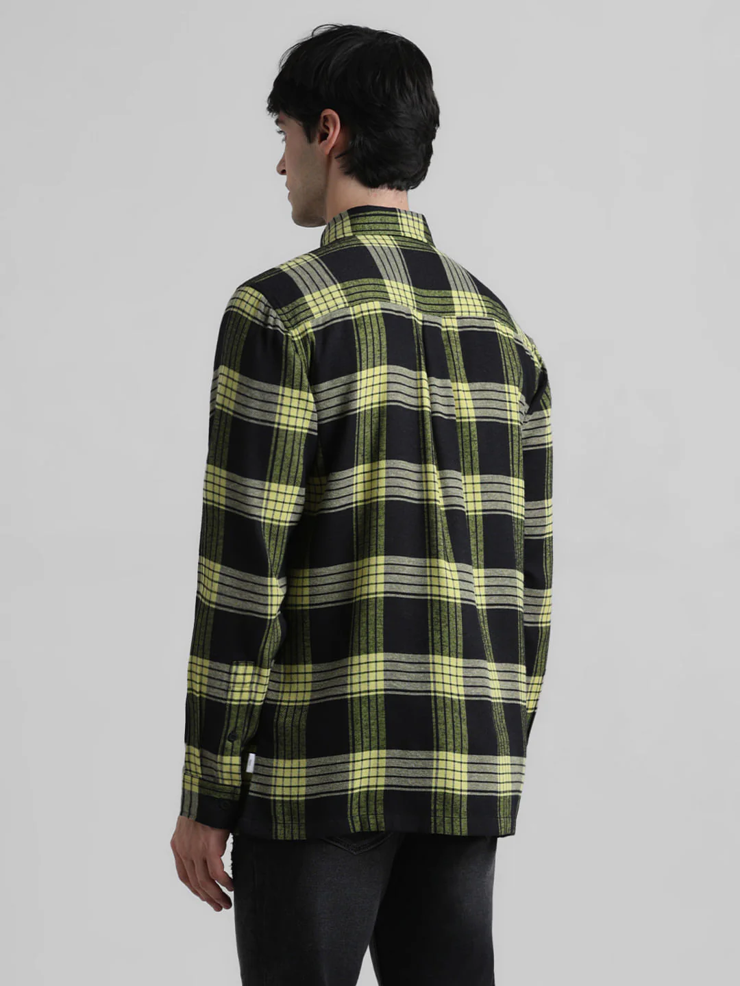 Yellow Check Print Full Sleeves Shirt - Image 4