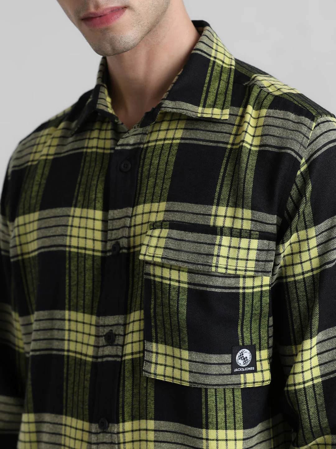 Yellow Check Print Full Sleeves Shirt - Image 5