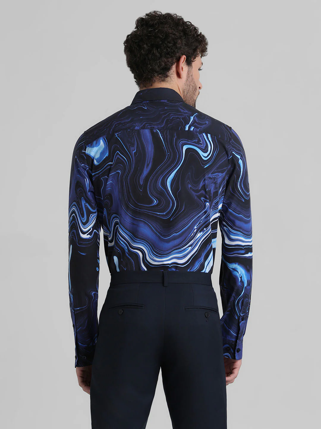 Blue Printed Full Sleeves Shirt - Image 4