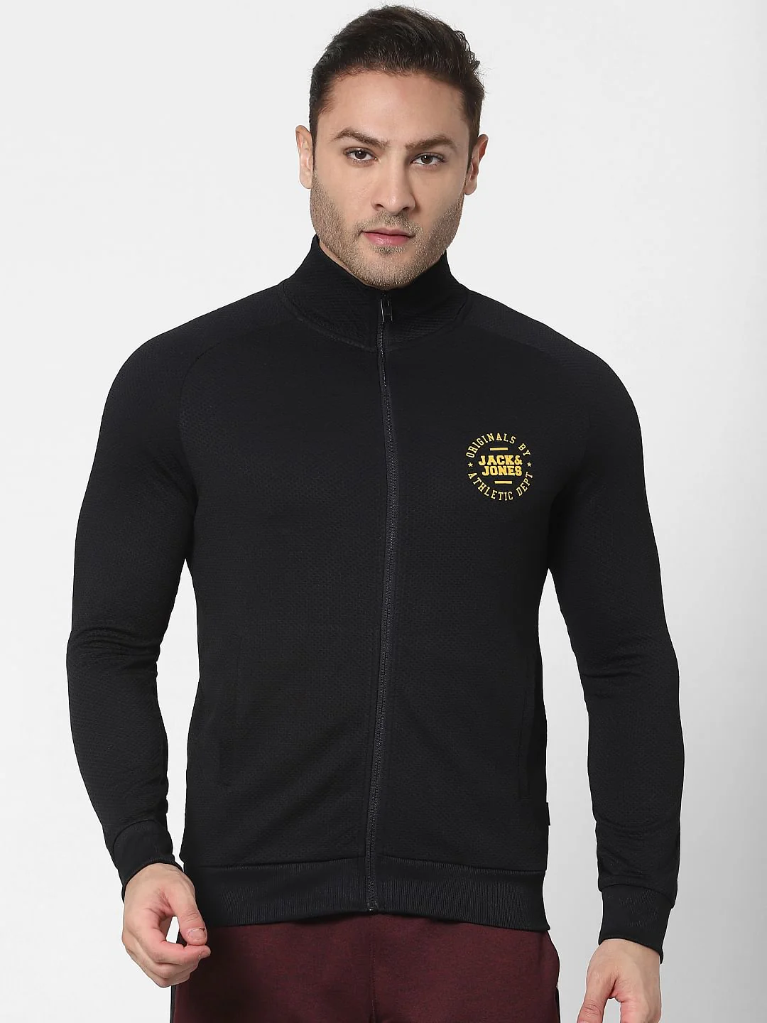 Black High Neck Zip Up Jacket - Image 2