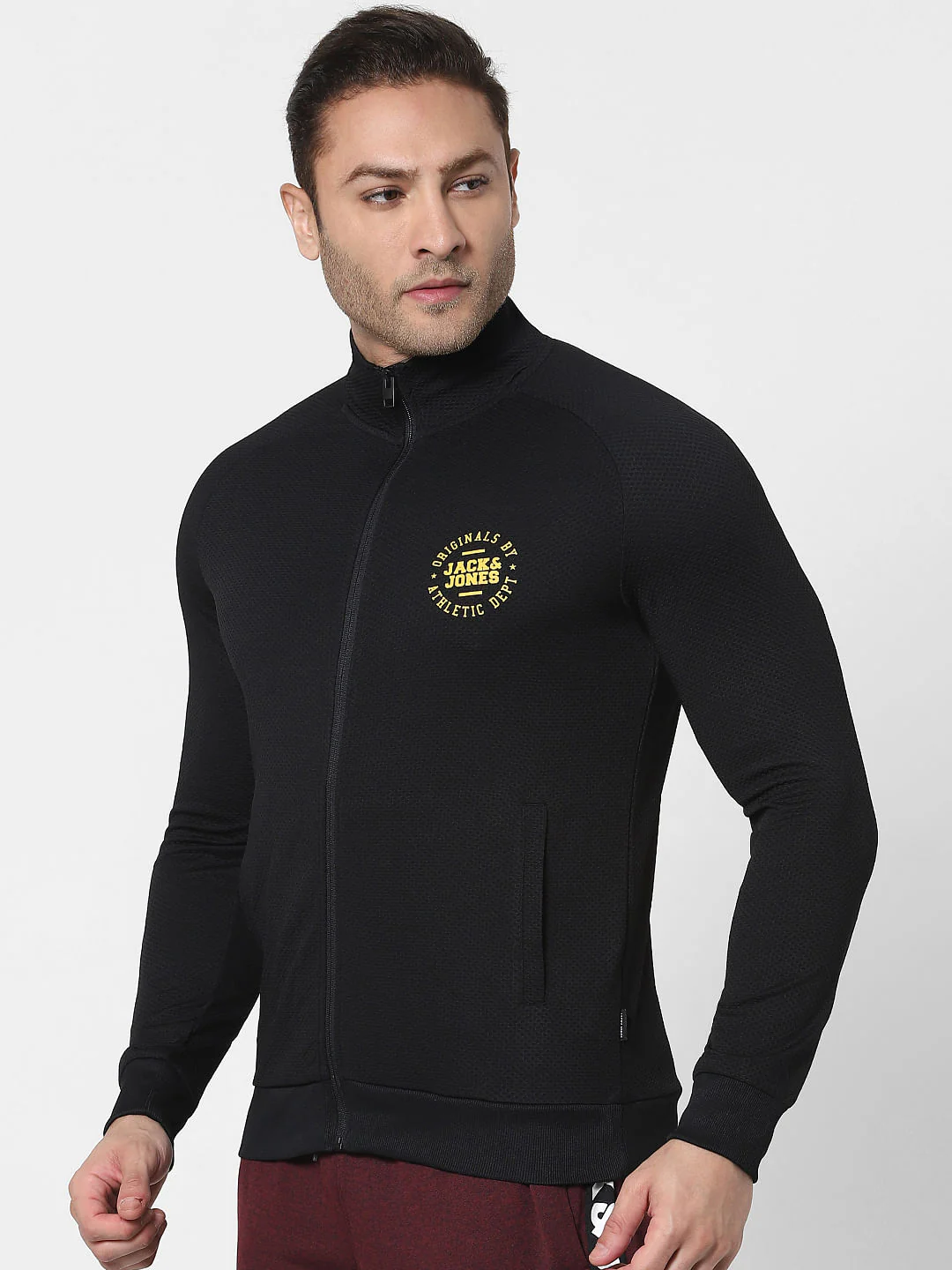 Black High Neck Zip Up Jacket - Image 3
