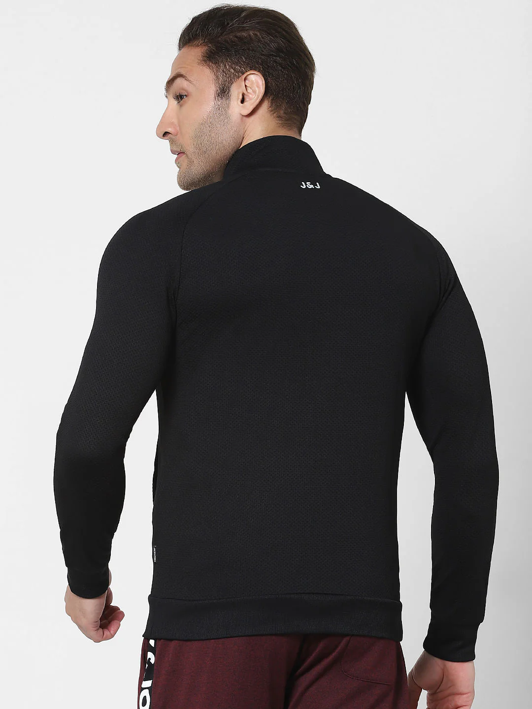 Black High Neck Zip Up Jacket - Image 4