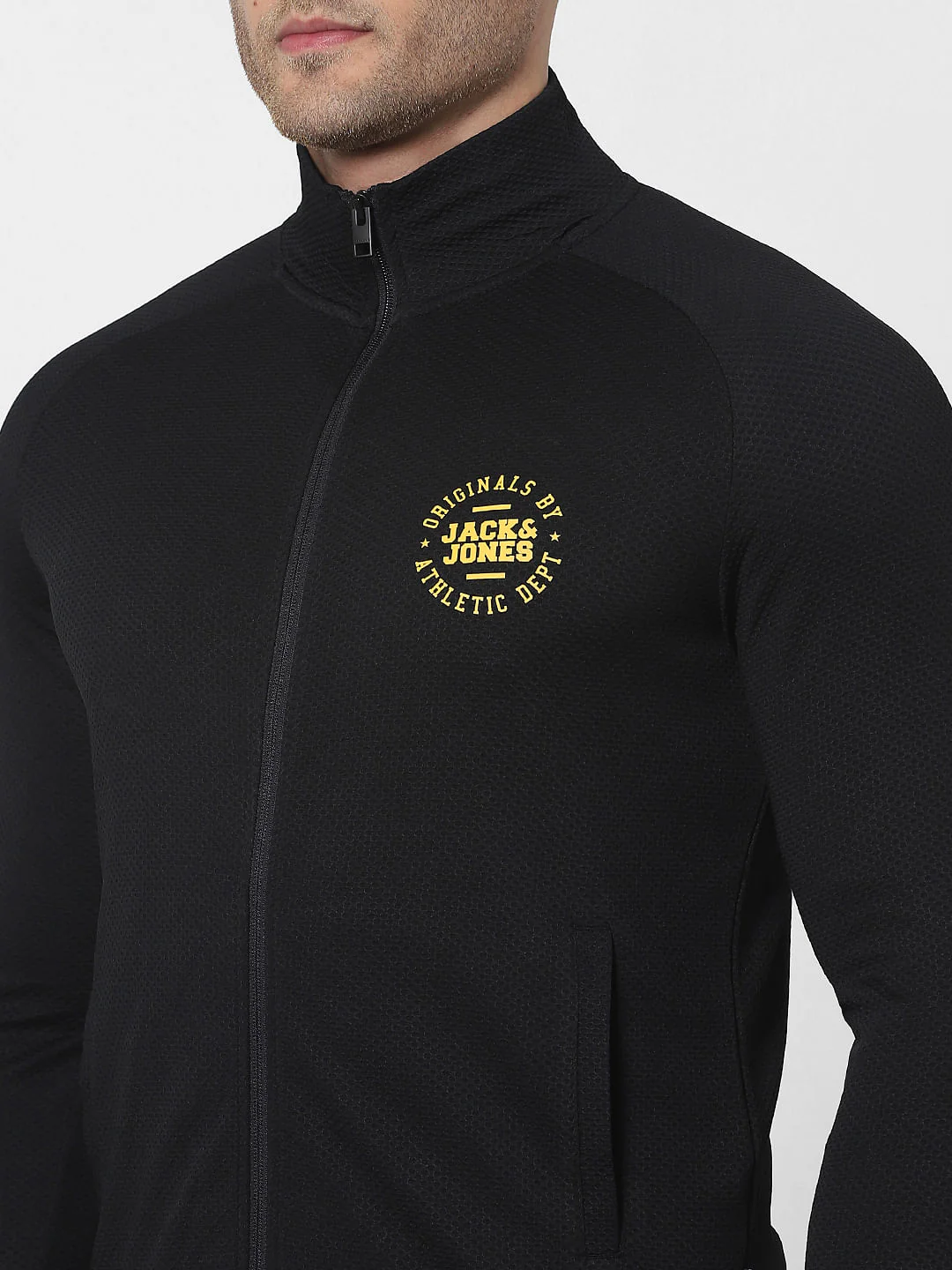 Black High Neck Zip Up Jacket - Image 5