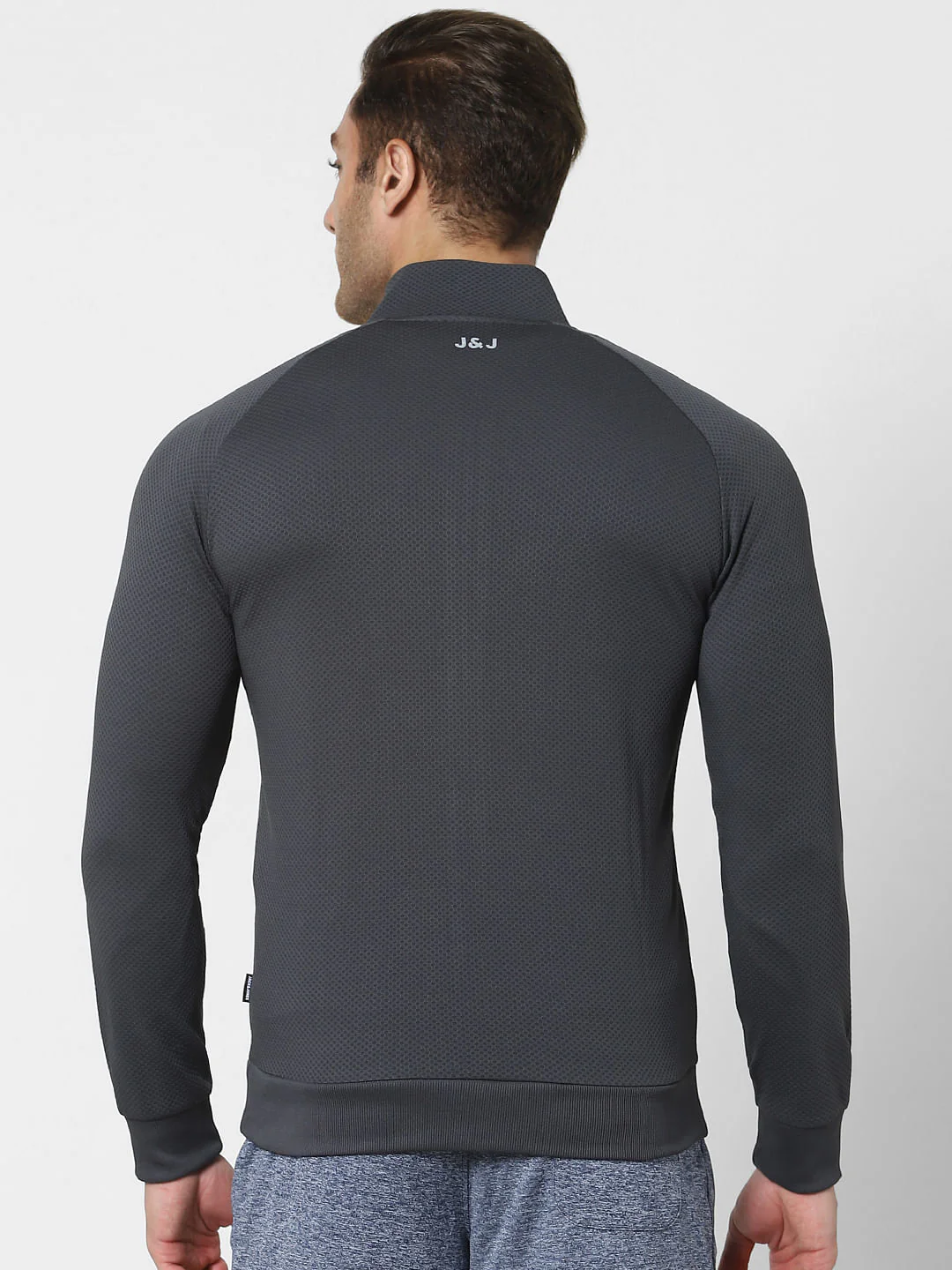 Grey High Neck Zip Up Jacket - Image 4