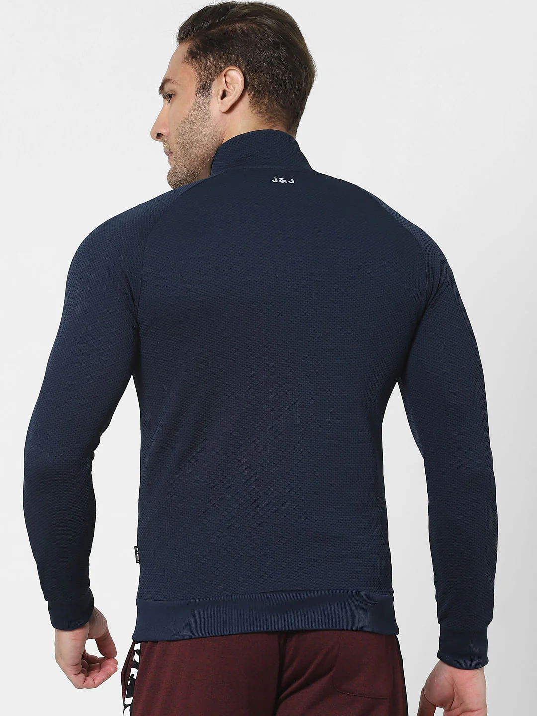 Blue High Neck Zip Up Jacket - Image 4