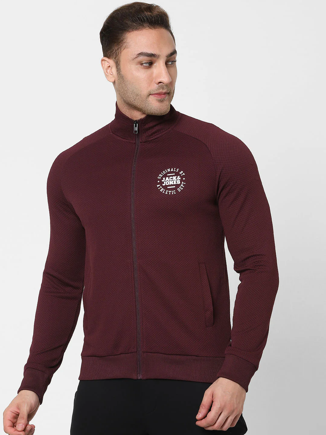 Maroon Turtleneck Zip Up Sweatshirt - Image 2