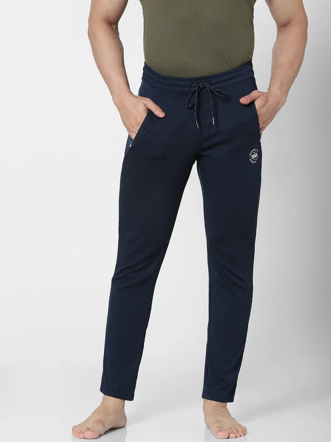 Navy Blue Mid Rise Trackpants - Image 2