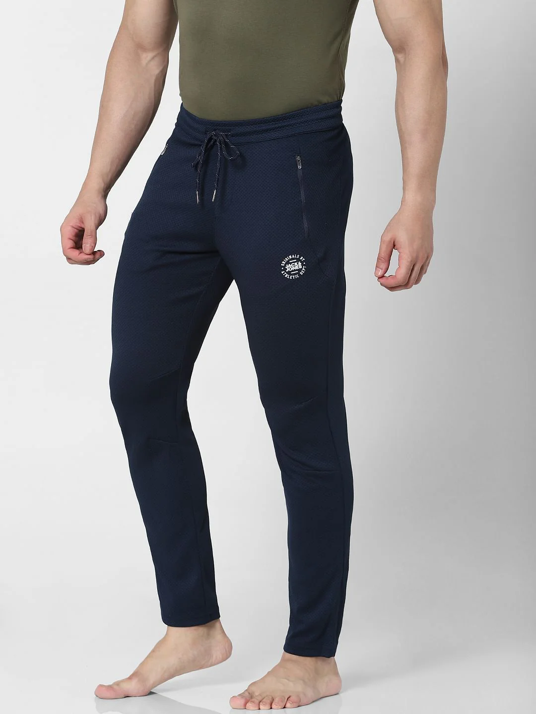 Navy Blue Mid Rise Trackpants - Image 3