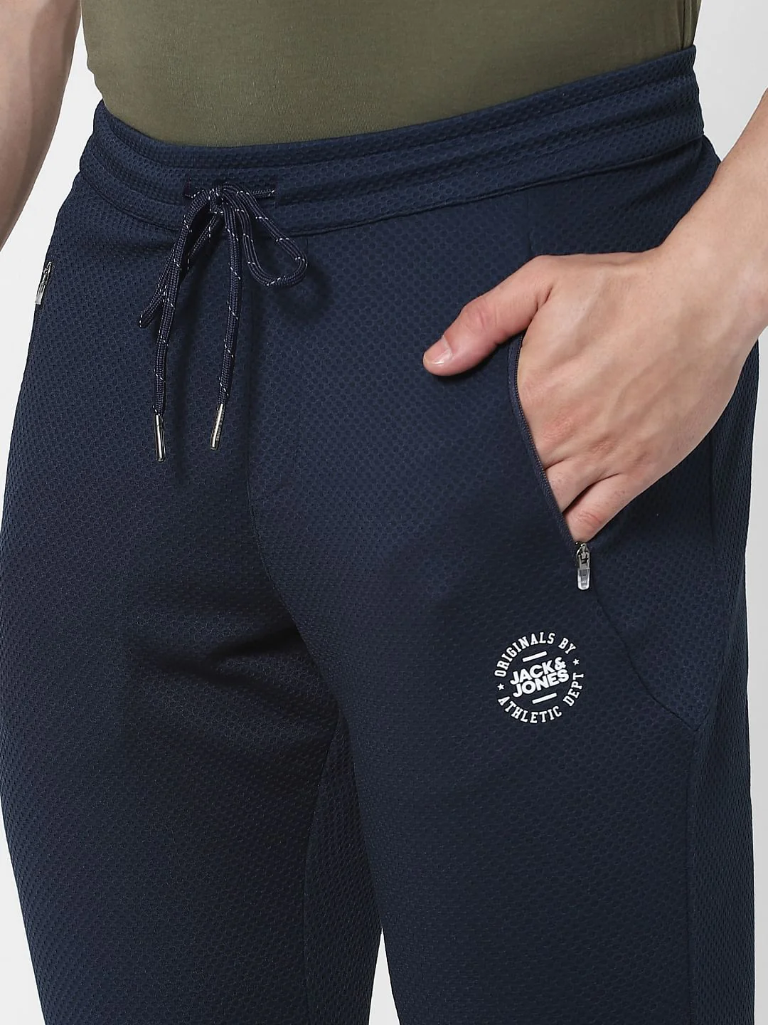 Navy Blue Mid Rise Trackpants - Image 5