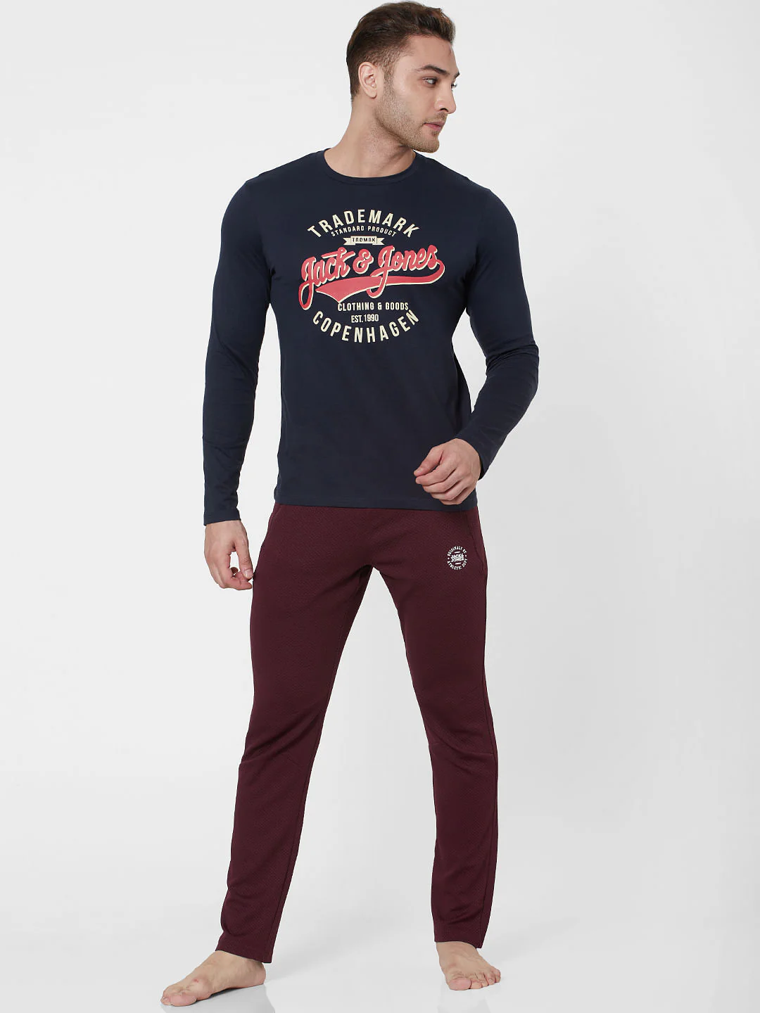 Maroon Mid Rise Trackpants