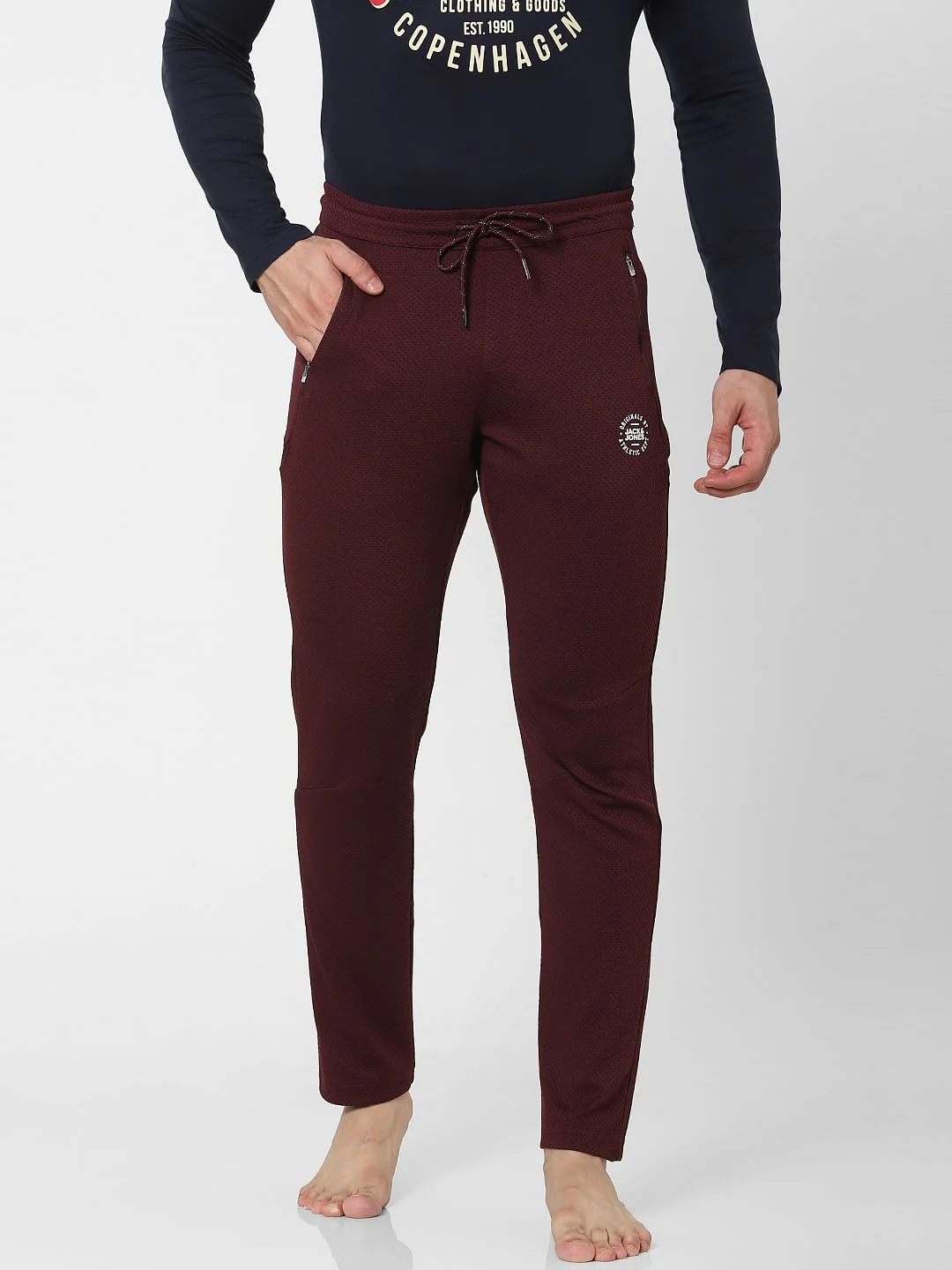 Maroon Mid Rise Trackpants - Image 2