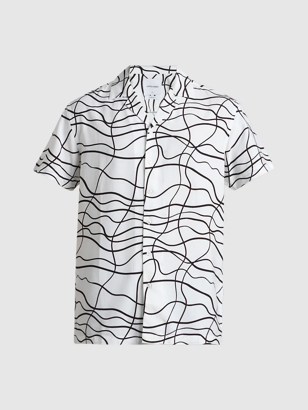 White Abstract Print Short Sleeves Shirt - Image 7