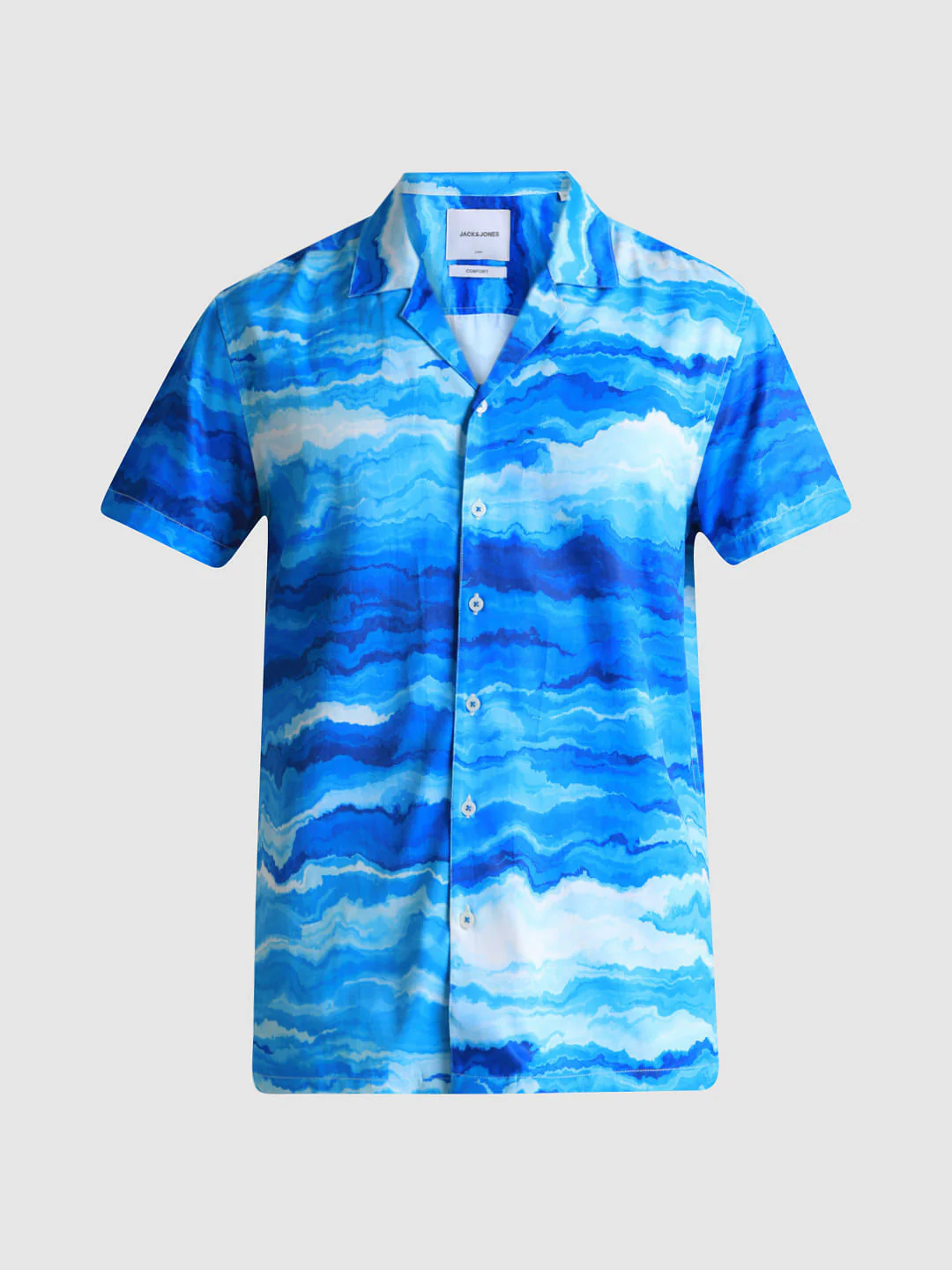 Blue Printed Short Sleeves Shirt - Image 6