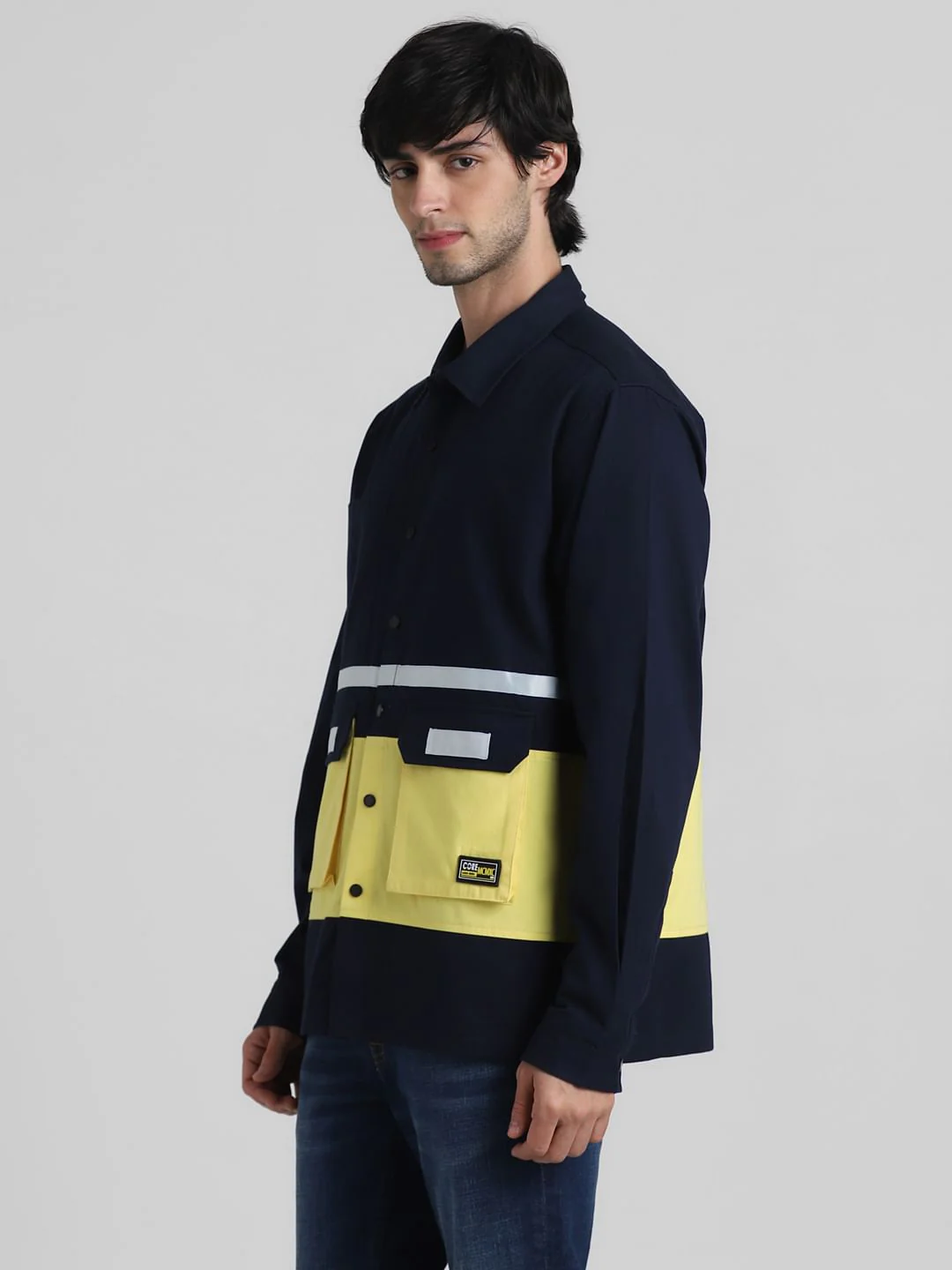 Blue & Yellow Colourblocked Oversized Shirt - Image 2