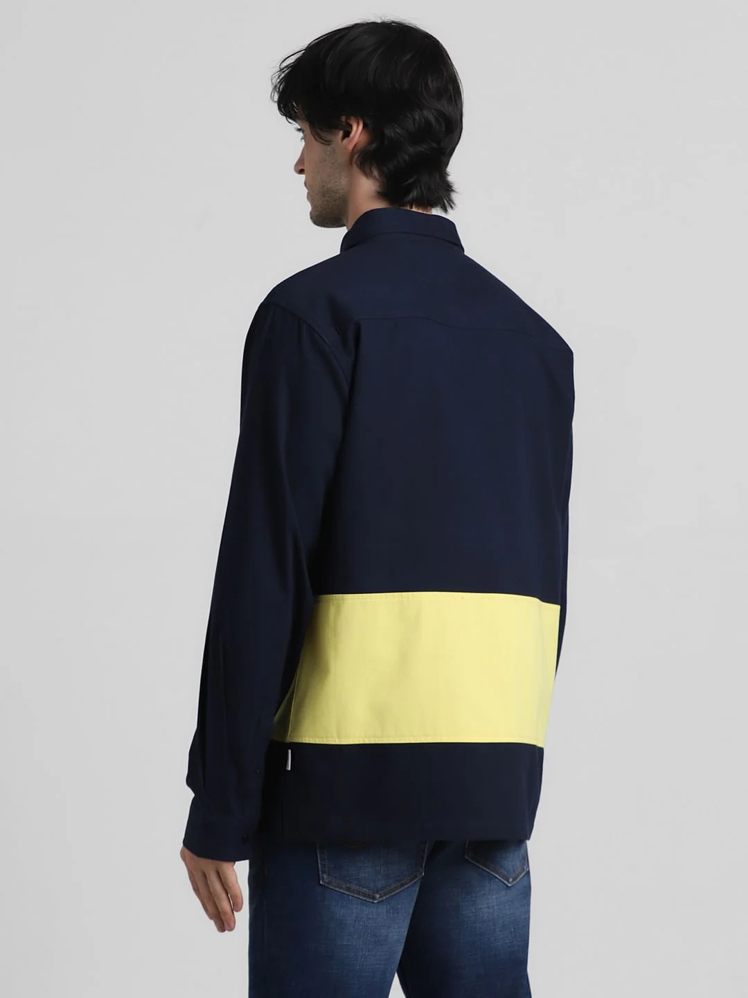 Blue & Yellow Colourblocked Oversized Shirt - Image 3