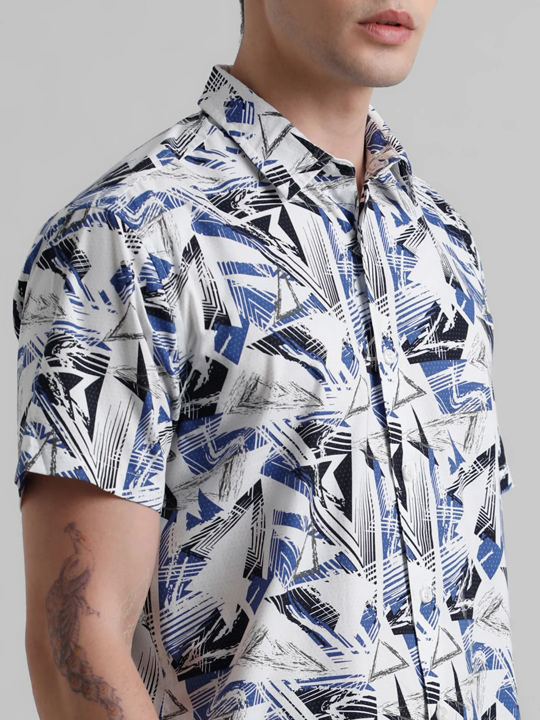 URBAN RACERS by JACK&JONES White Abstract Print Short Sleeves Shirt - Image 5