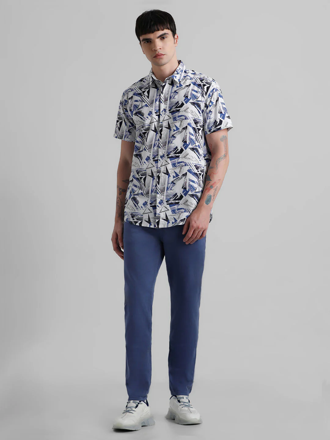 URBAN RACERS by JACK&JONES White Abstract Print Short Sleeves Shirt - Image 6