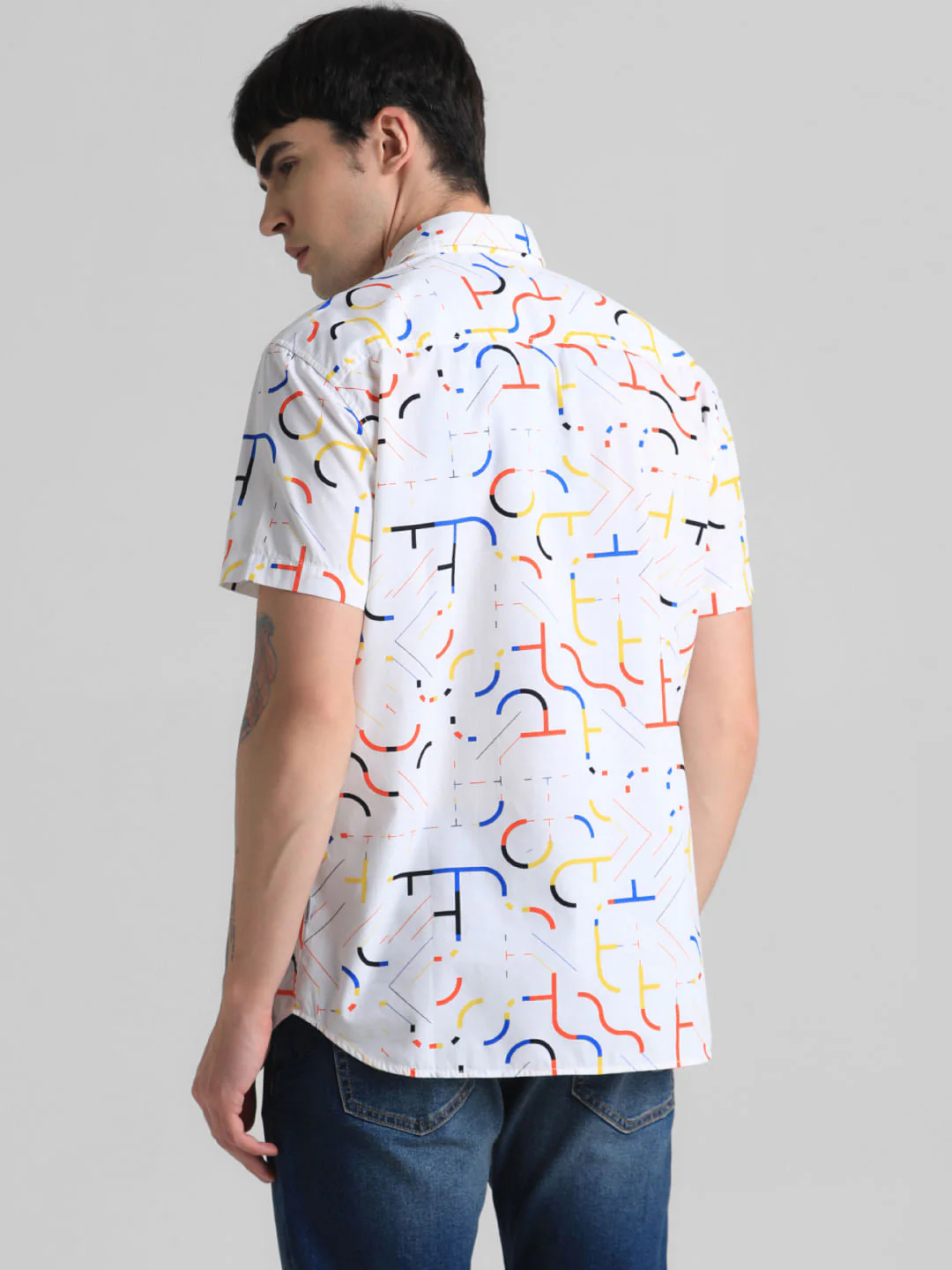 URBAN RACERS by JACK&JONES WHITE PRINTED SHORT SLEEVES SHIRT - Image 4