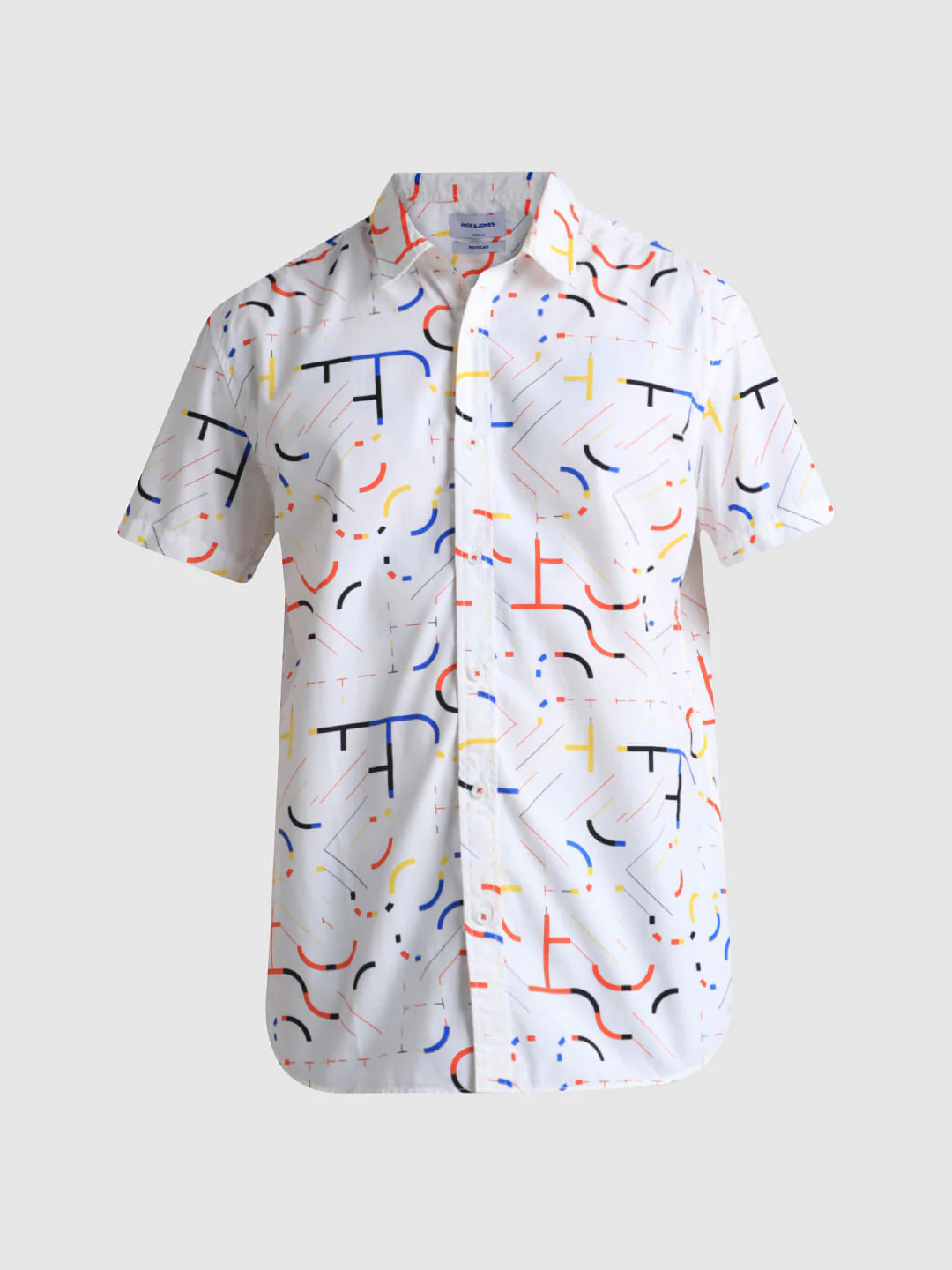 URBAN RACERS by JACK&JONES WHITE PRINTED SHORT SLEEVES SHIRT - Image 7