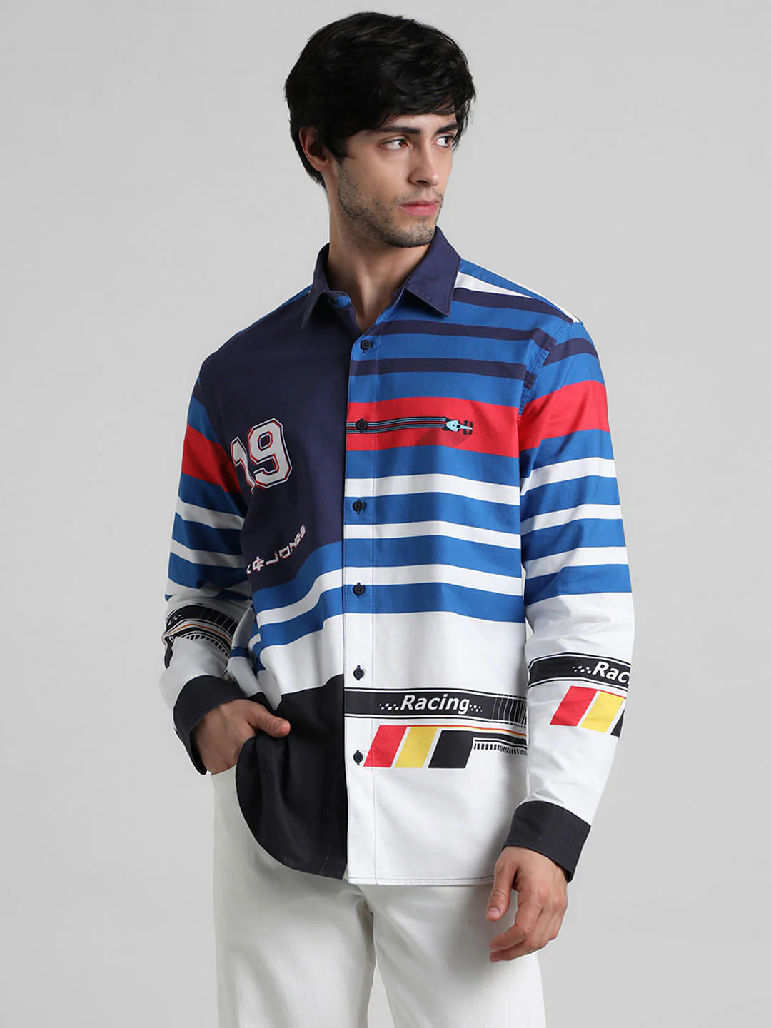 Blue Racer Stripes Full Sleeves Shirt - Image 2