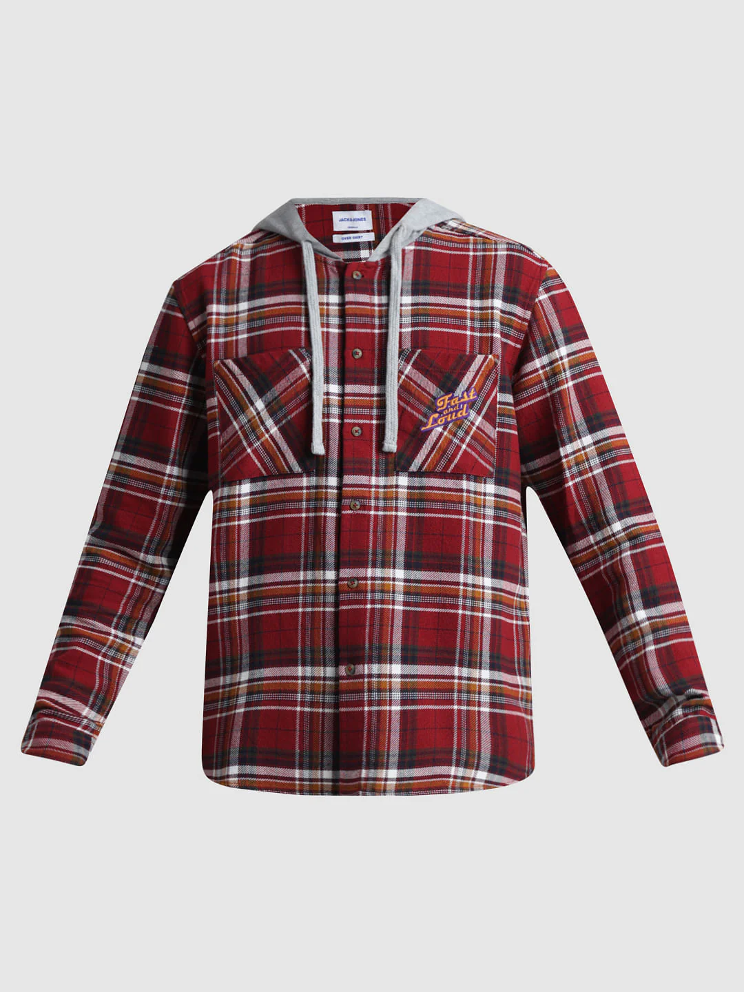 URBAN RACERS by Jack&Jones Red Check Oversized Hooded Shirt - Image 8