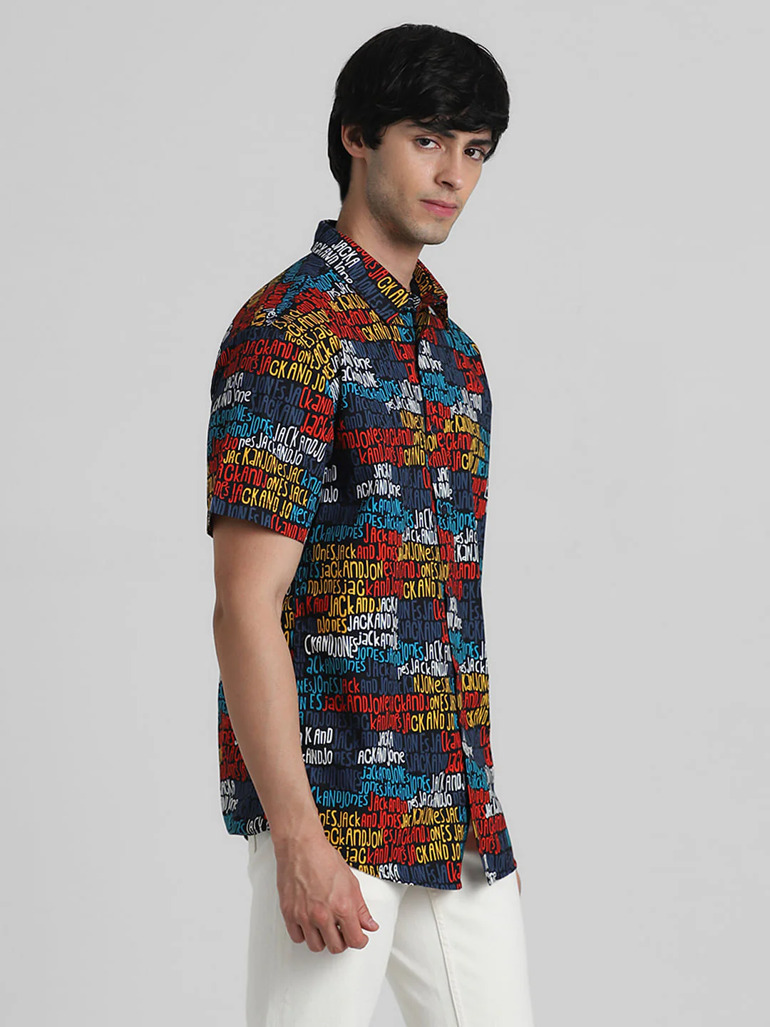 URBAN RACERS by JACK&JONES BLACK LOGO TEXT PRINT SHORT SLEEVES SHIRT - Image 3