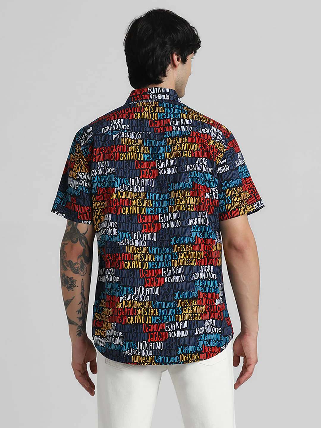 URBAN RACERS by JACK&JONES BLACK LOGO TEXT PRINT SHORT SLEEVES SHIRT - Image 4