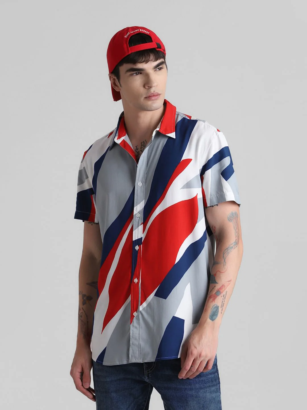 URBAN RACERS by JACK&JONES GREY COLOURBLOCKED SHIRT