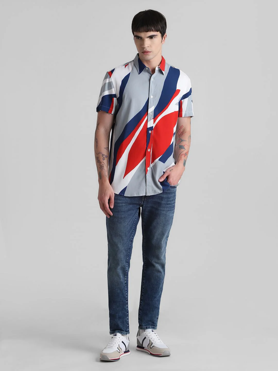 URBAN RACERS by JACK&JONES GREY COLOURBLOCKED SHIRT - Image 6