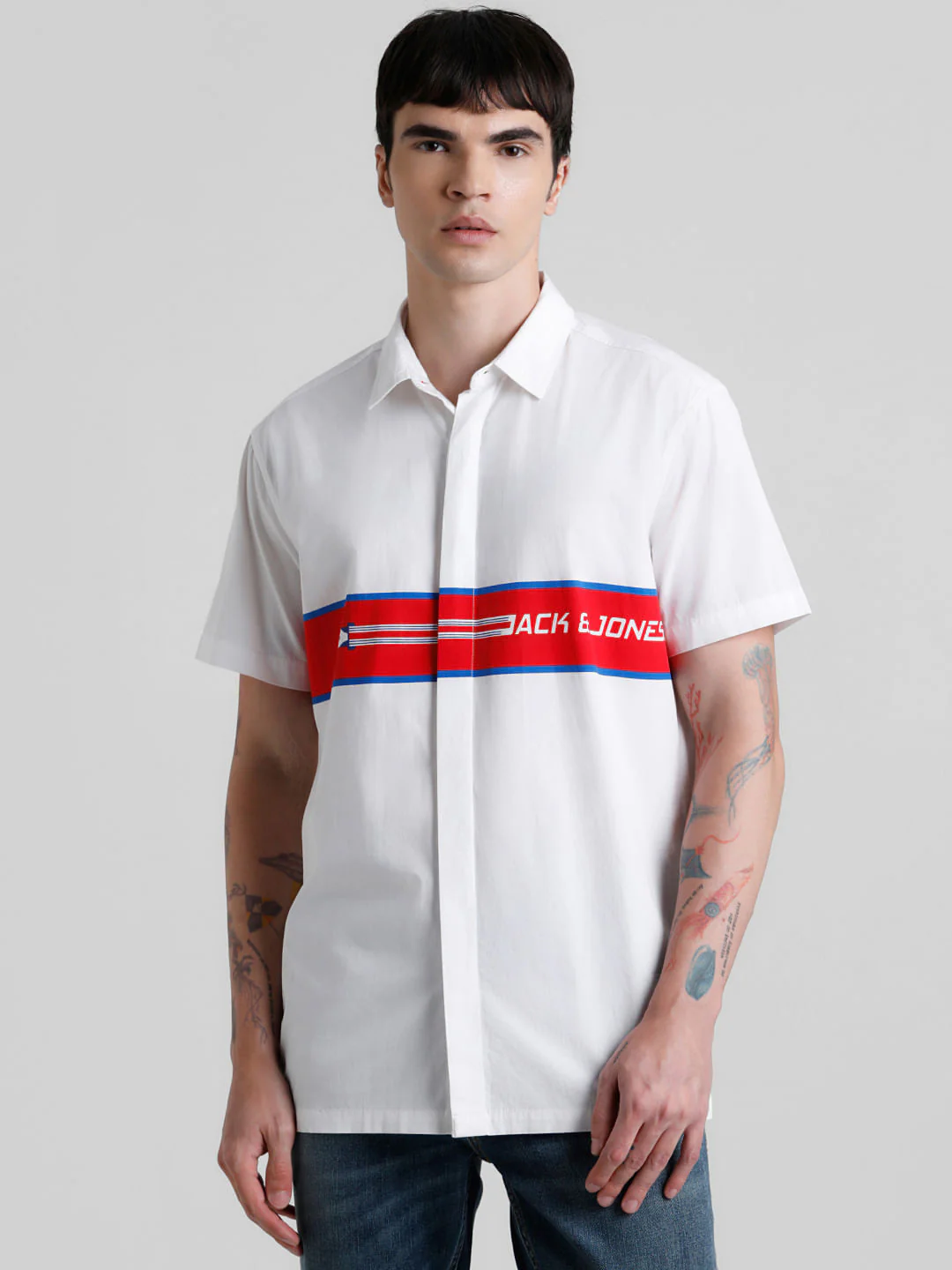 URBAN RACERS by JACK&JONES WHITE RACER PRINT SHIRT - Image 2