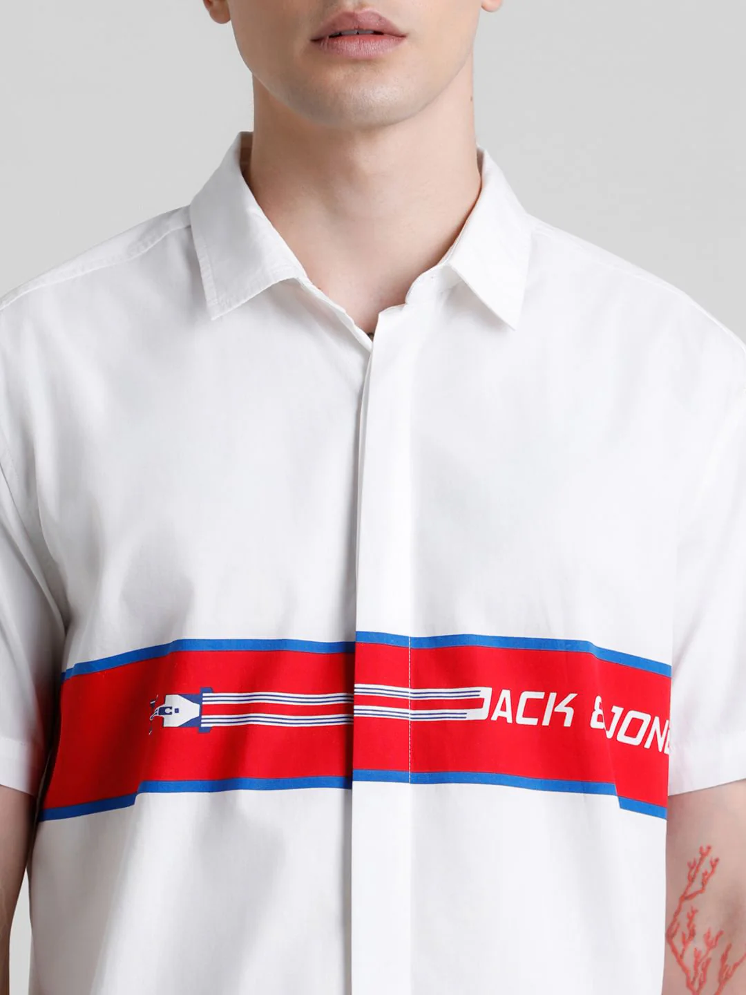 URBAN RACERS by JACK&JONES WHITE RACER PRINT SHIRT - Image 5