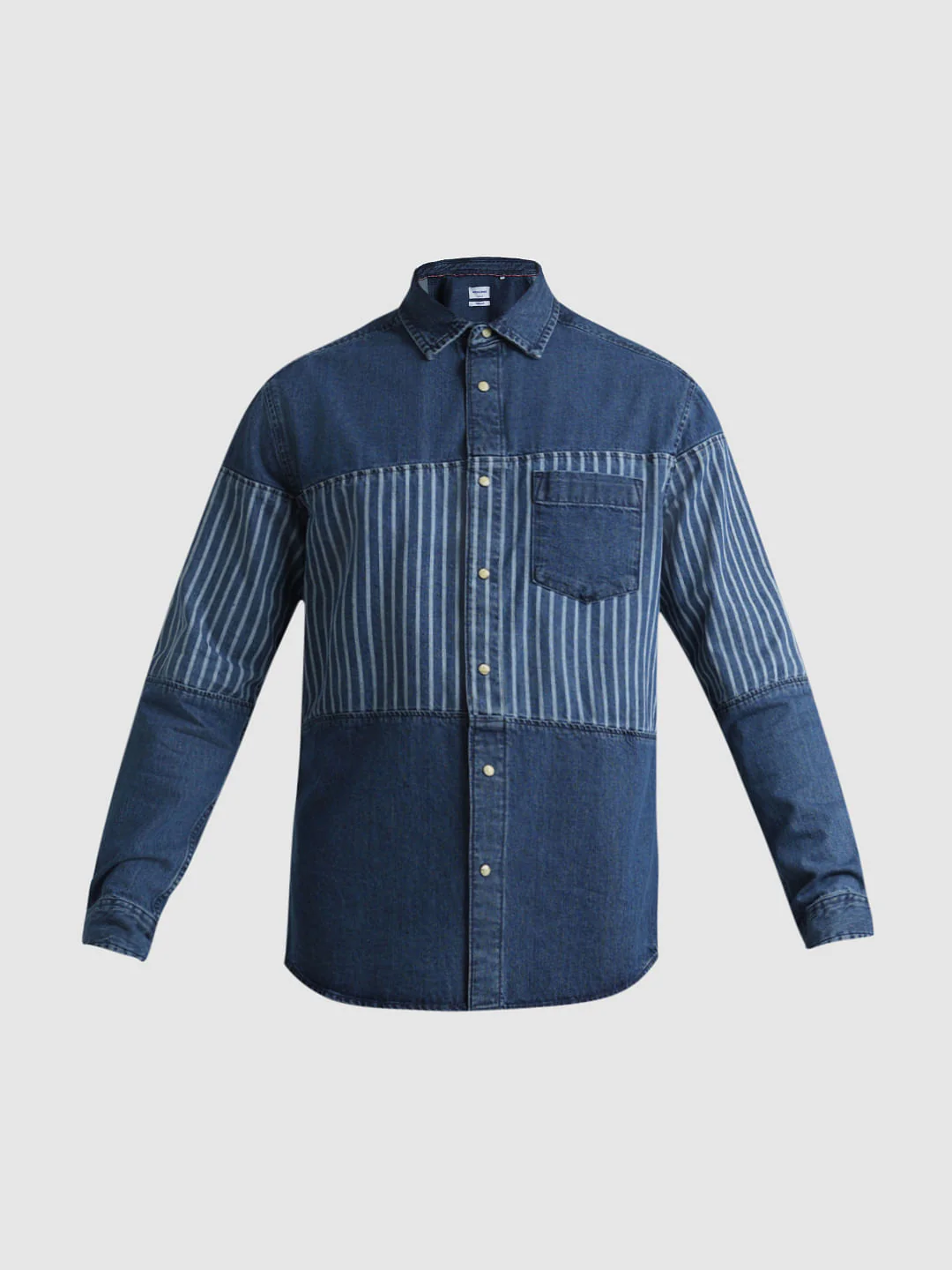 URBAN RACERS by JACK&JONES Blue Striped Cotton Denim Shirt - Image 7