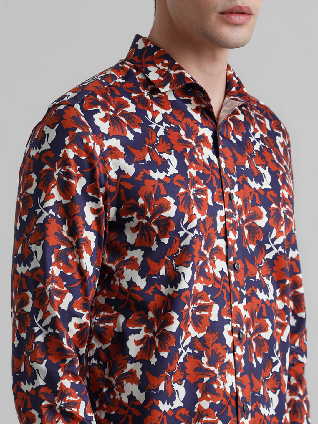 Dark Purple Floral Full Sleeves Shirt - Image 5