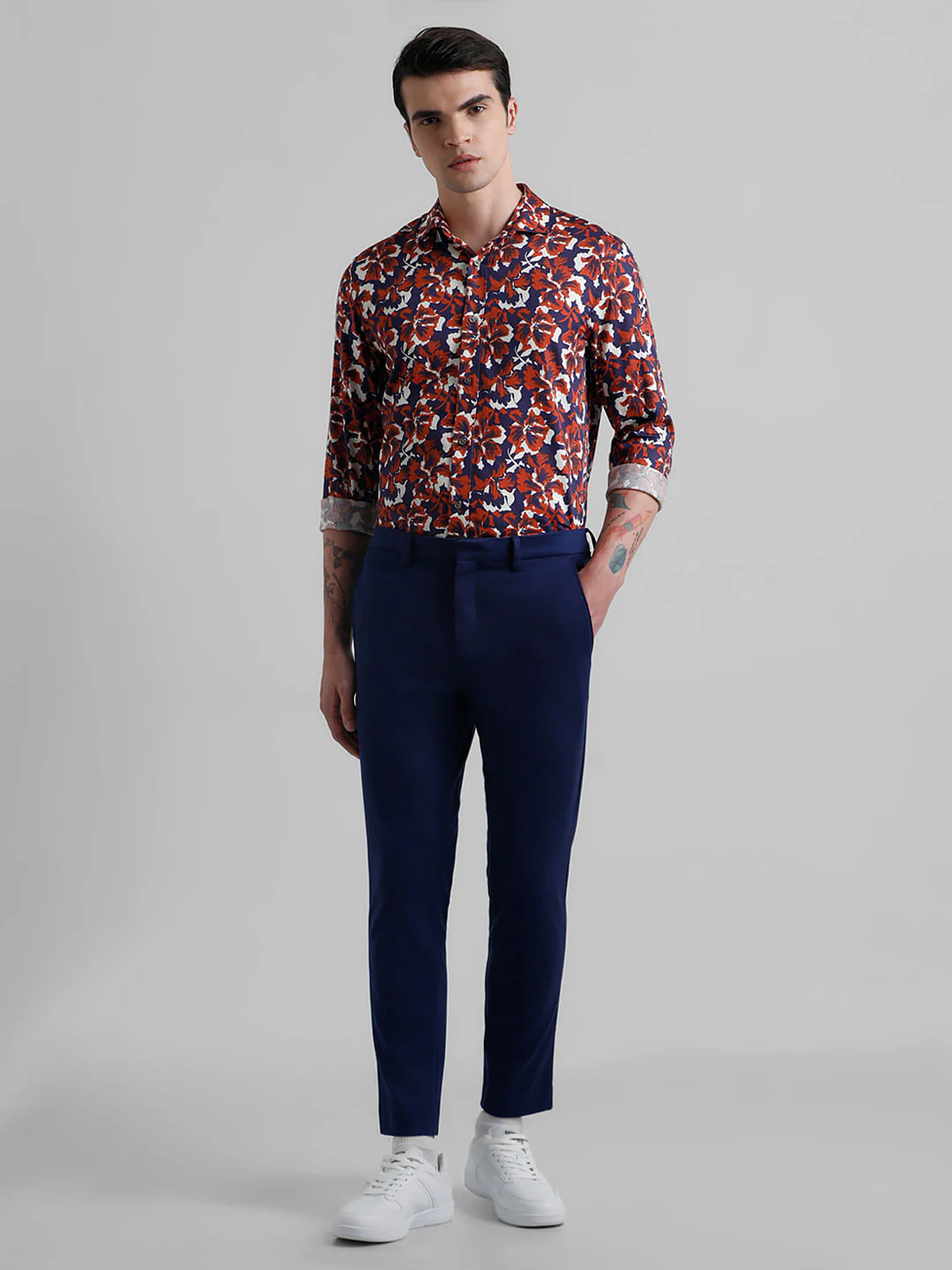 Dark Purple Floral Full Sleeves Shirt - Image 6