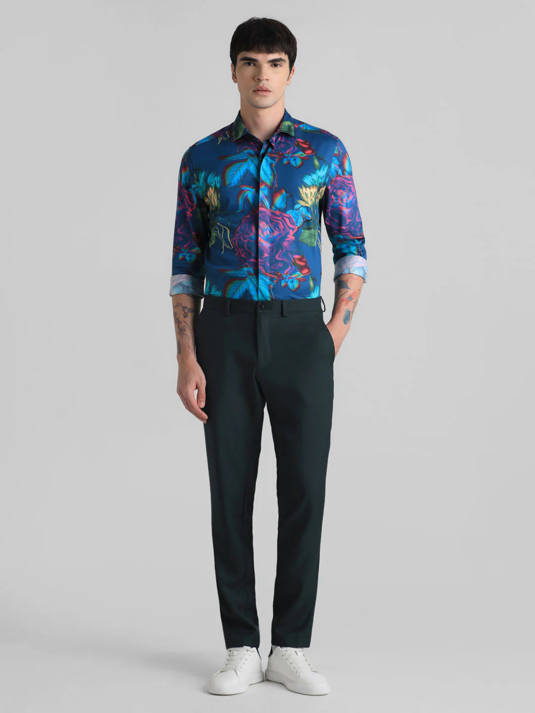 Dark Blue Printed Full Sleeves Shirt - Image 6