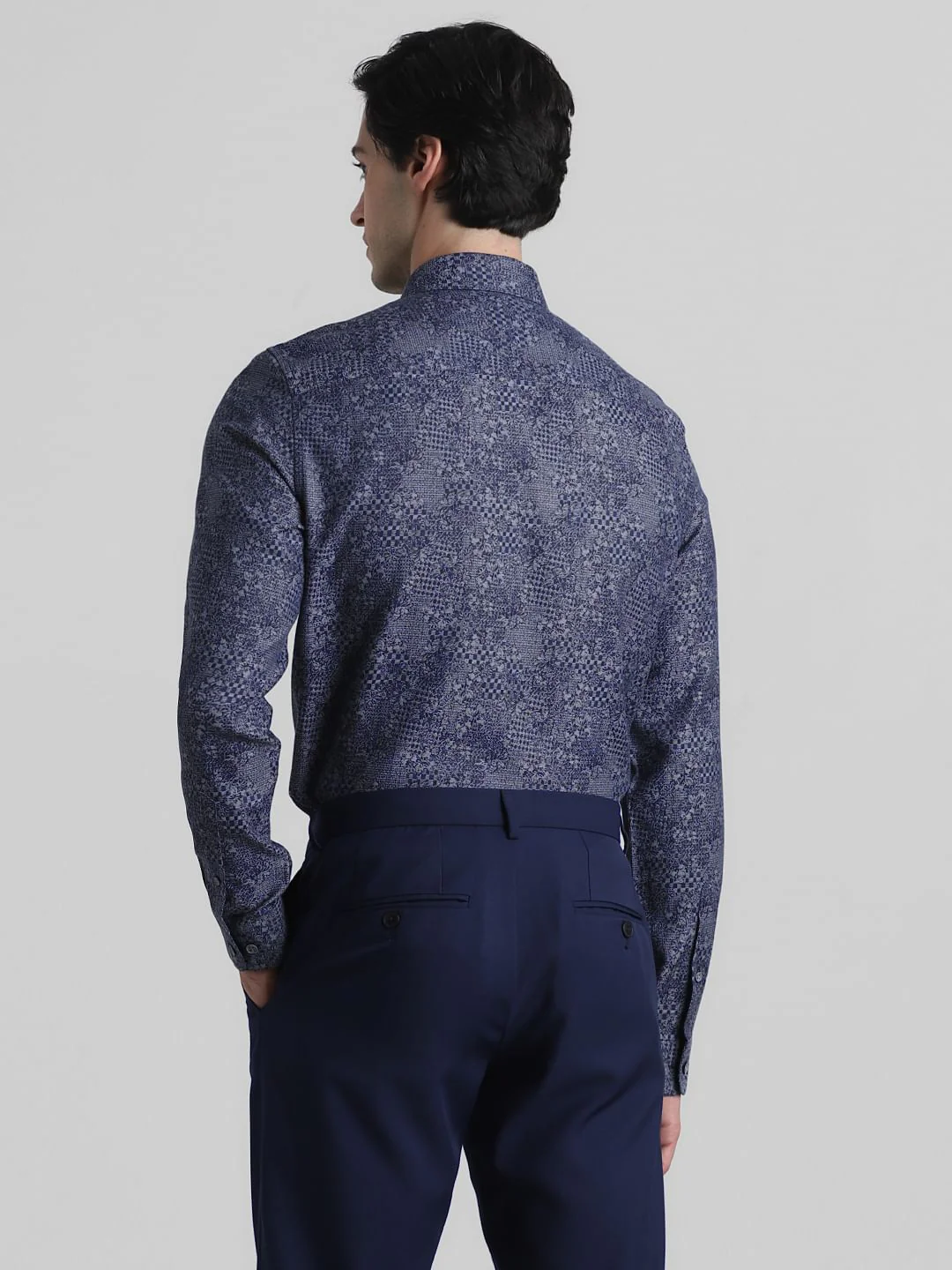 Blue Abstract Print Jacquard Shirt - Image 4