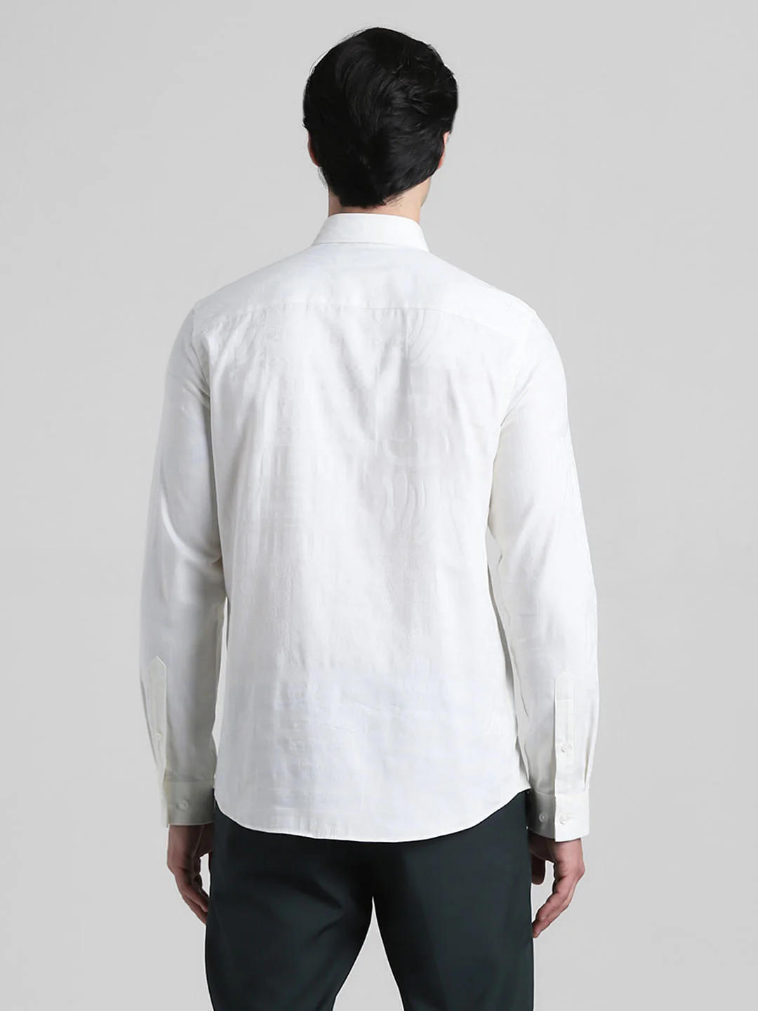 White Jacquard Slim Fit Shirt - Image 4