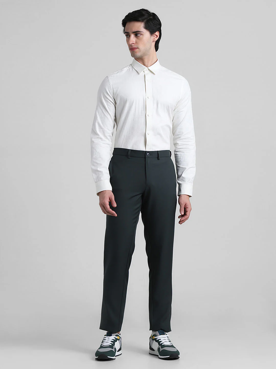 White Jacquard Slim Fit Shirt - Image 6