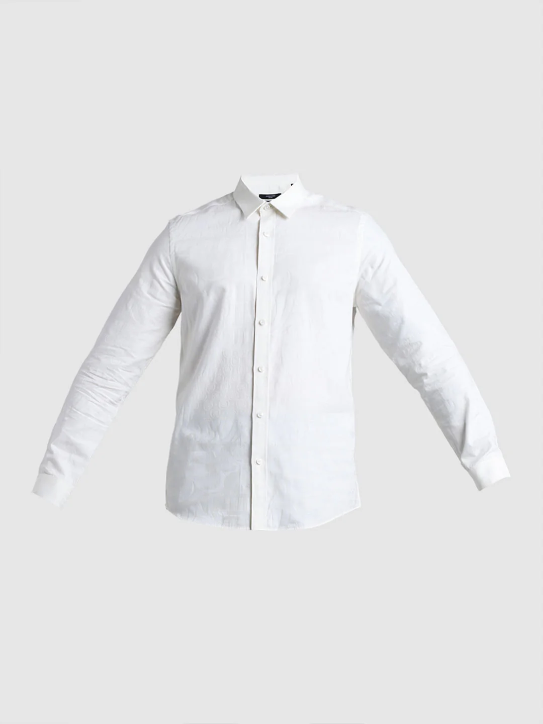 White Jacquard Slim Fit Shirt - Image 7