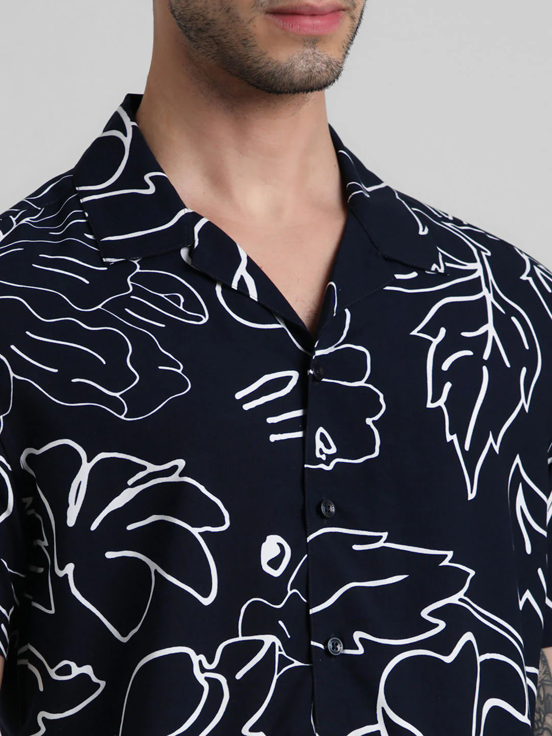 Navy Blue Floral Print Shirt - Image 5