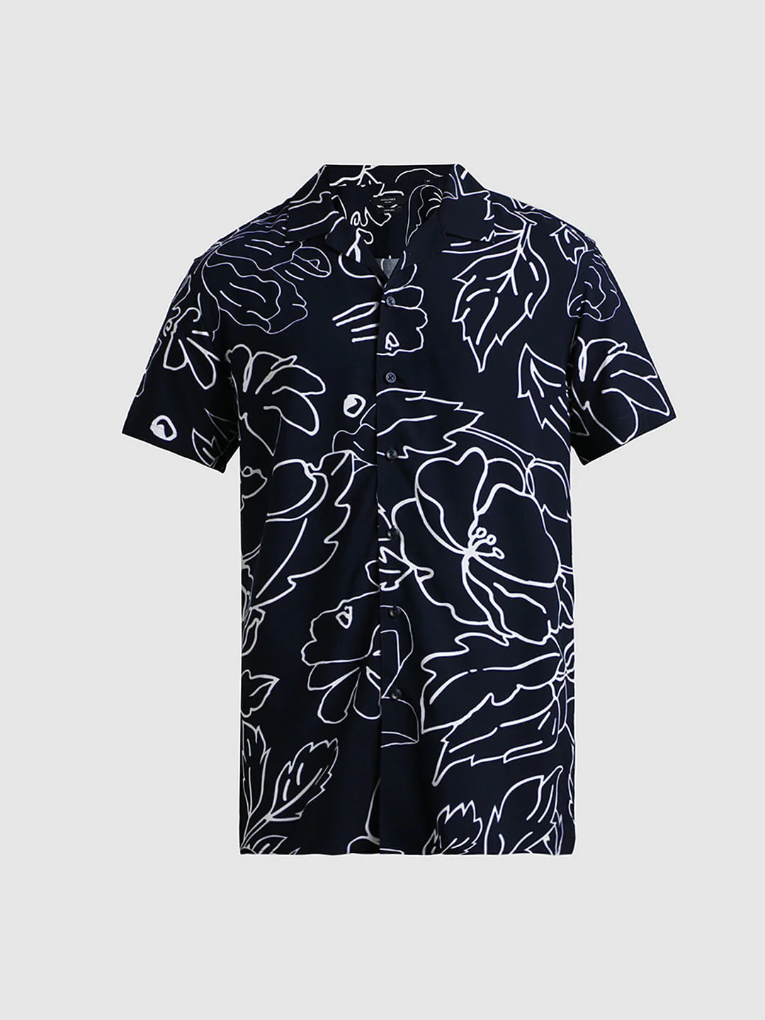 Navy Blue Floral Print Shirt - Image 7