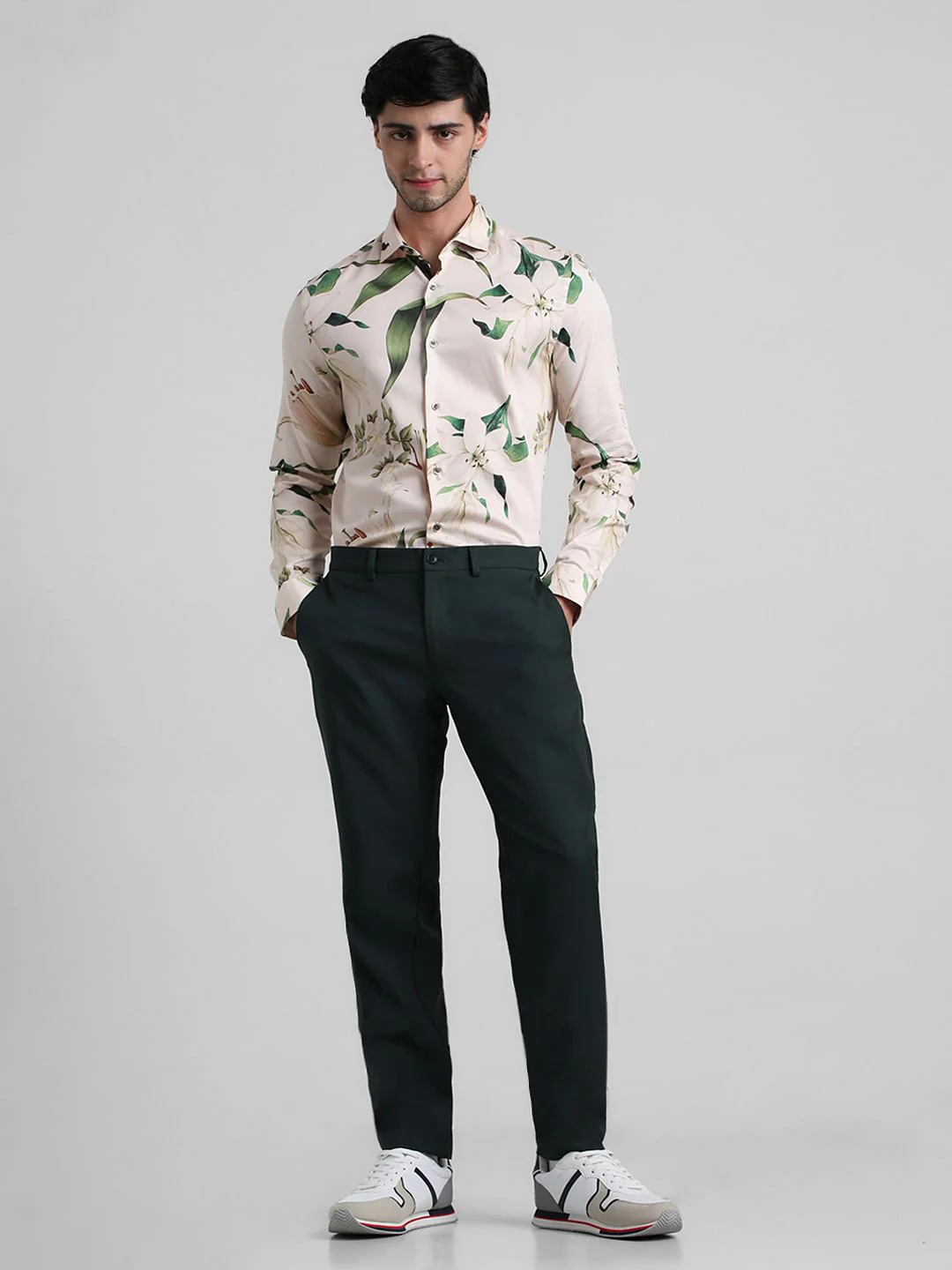 Light Beige Floral Full Sleeves Shirt - Image 6