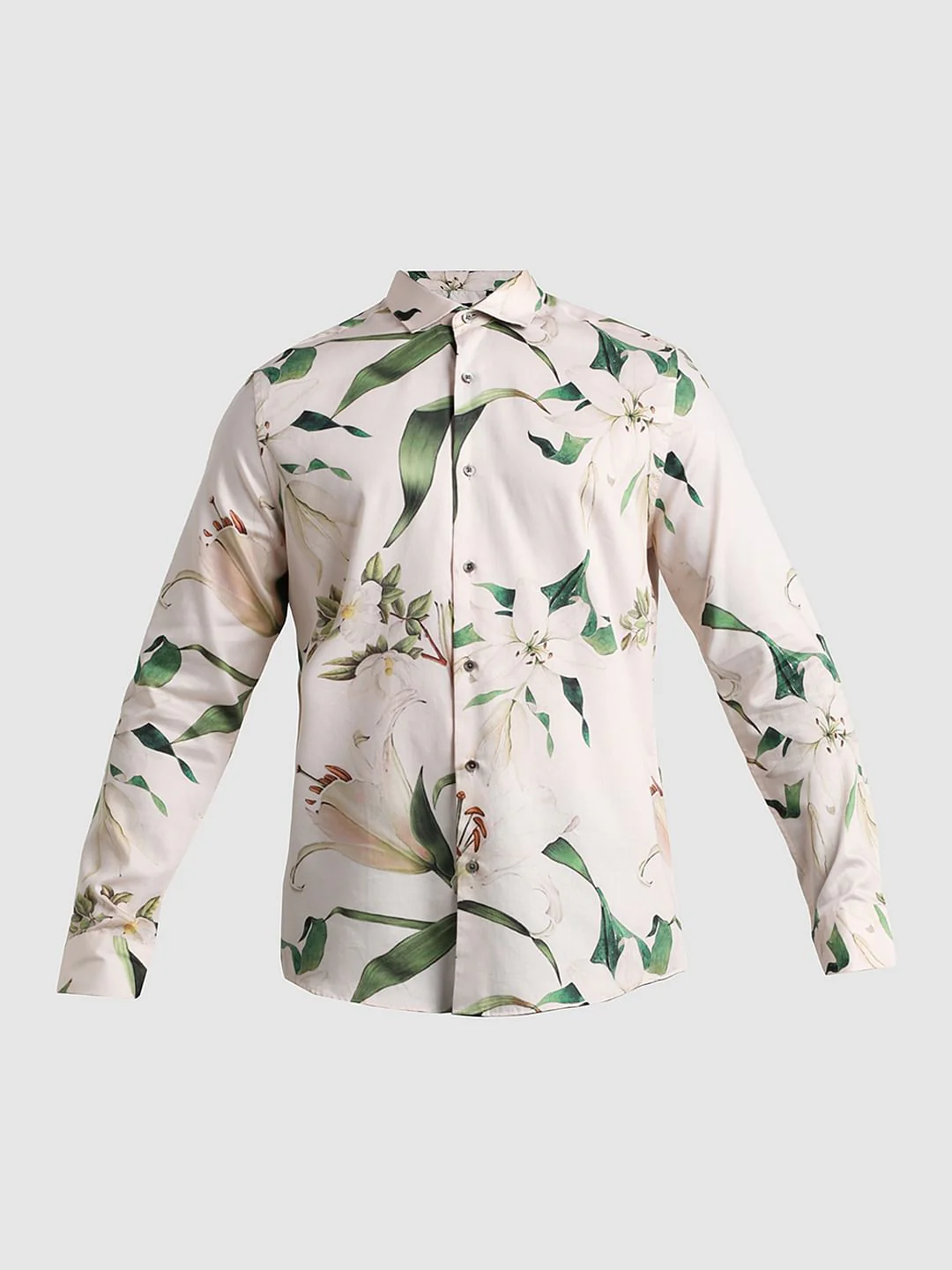 Light Beige Floral Full Sleeves Shirt - Image 7