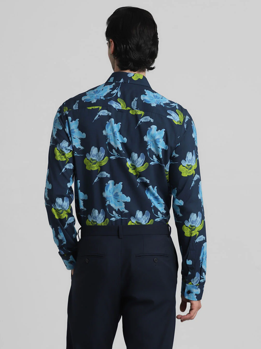 Blue Floral Print Full Sleeves Shirt - Image 4