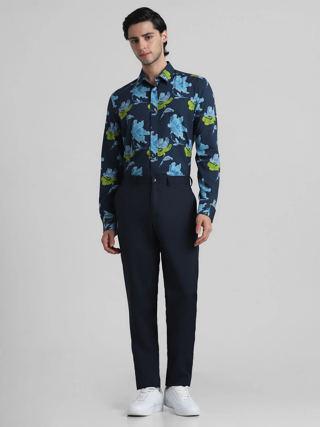 Blue Floral Print Full Sleeves Shirt - Image 6