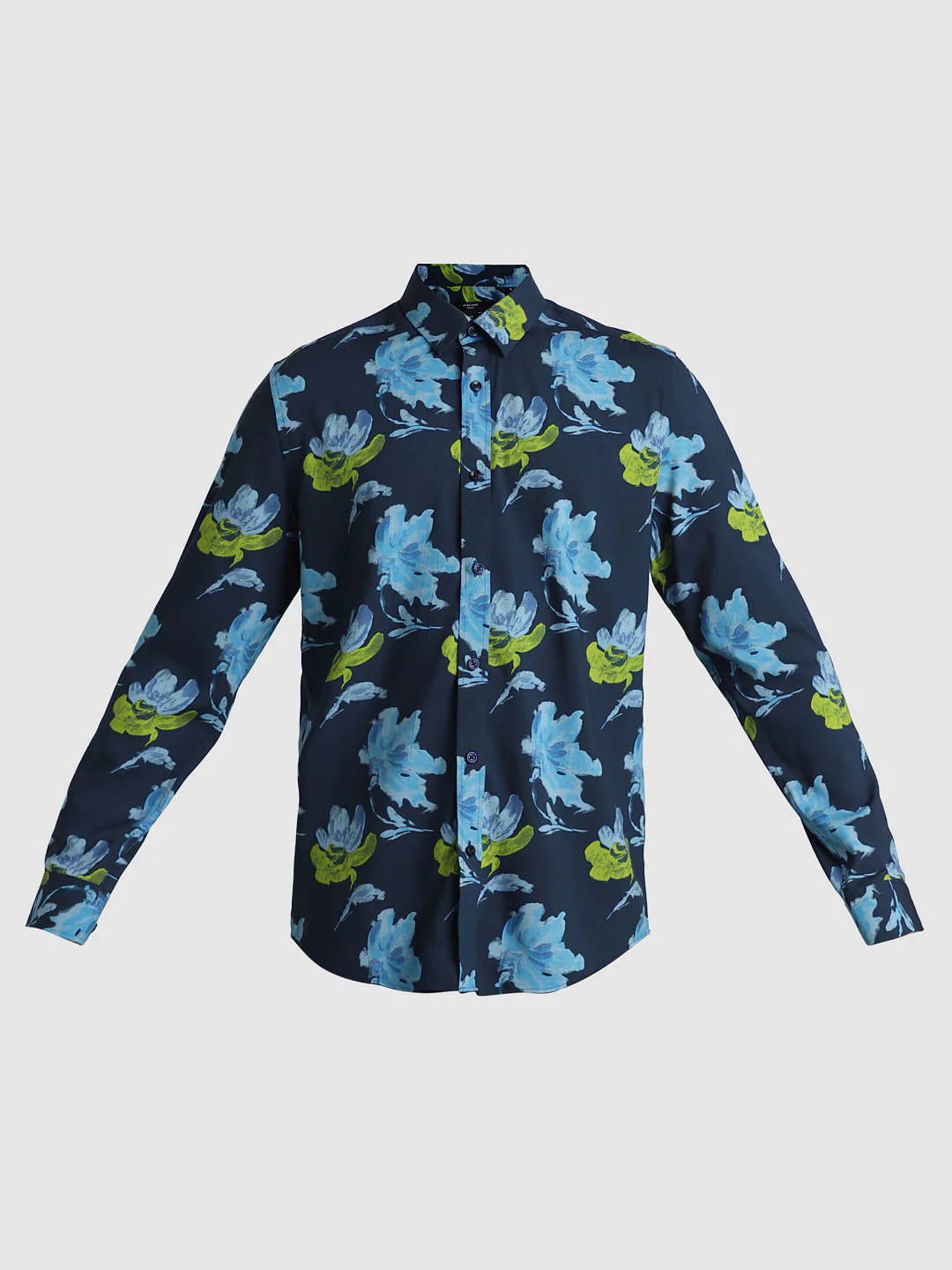 Blue Floral Print Full Sleeves Shirt - Image 7
