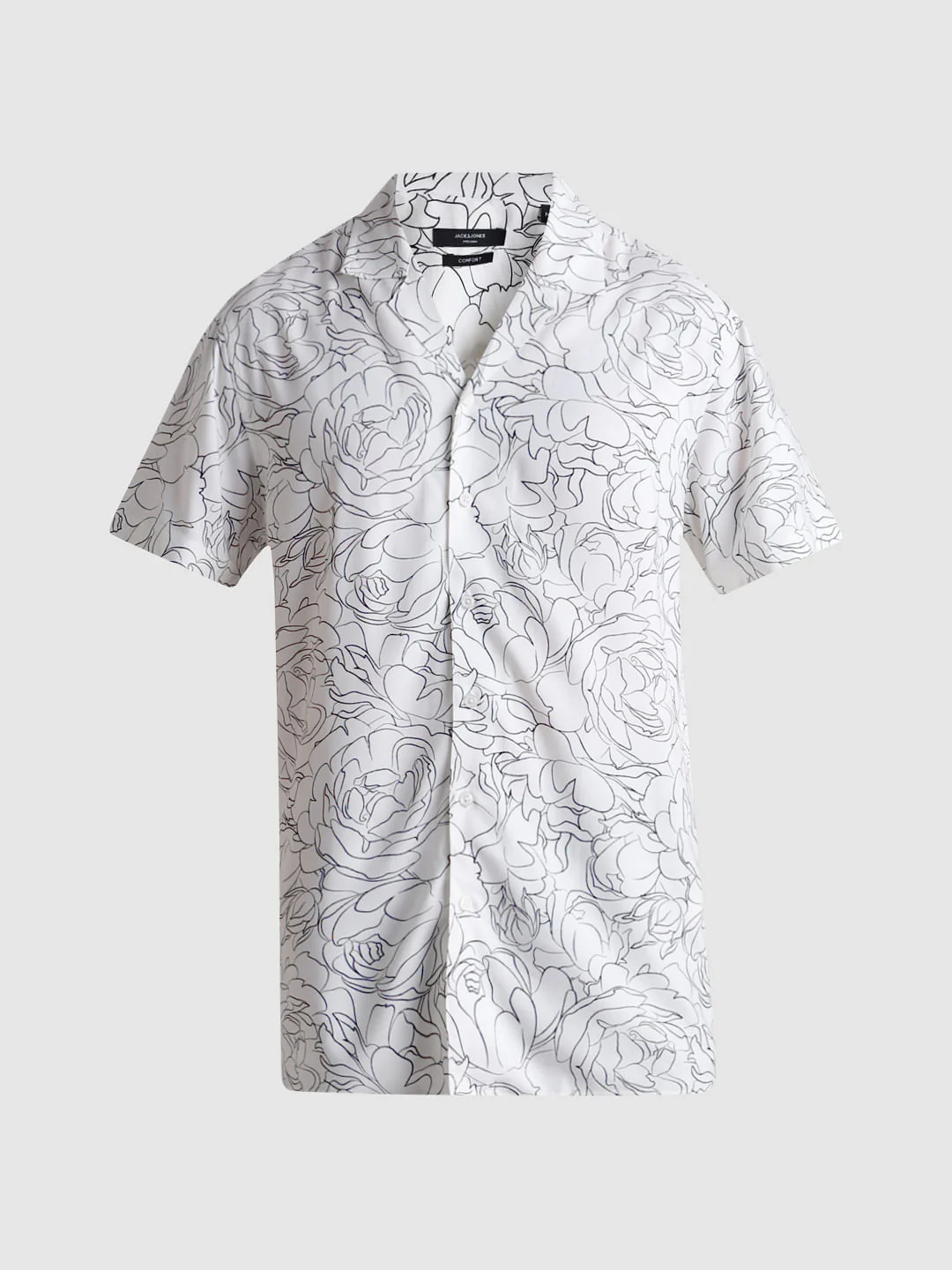 White Abstract Print Short Sleeves Shirt - Image 7