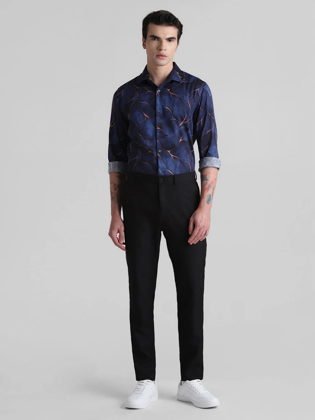 Dark Blue Printed Full Sleeves Shirt - Image 6