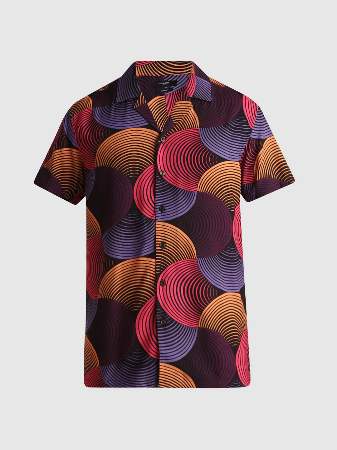 Black Abstract Print Short Sleeves Shirt - Image 7